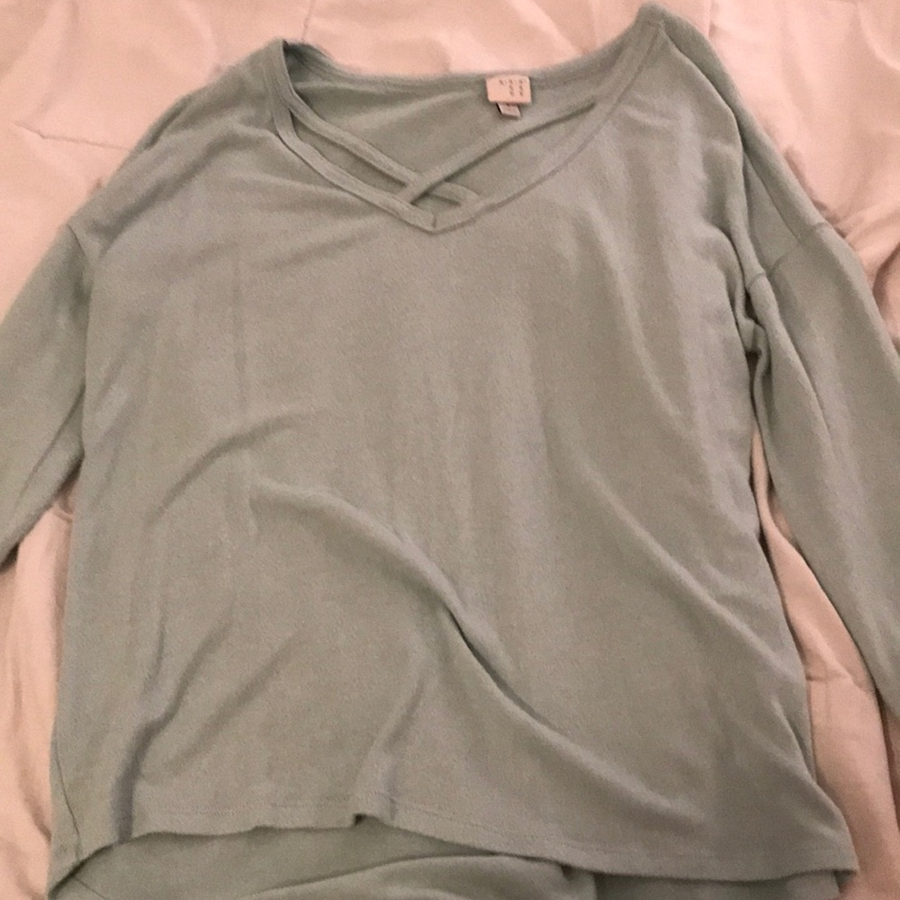 Mint blue fleece top